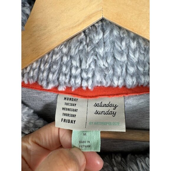 Anthropologie Saturday Sunday fleece hoodie grey plush sz M - Picture 2 of 7